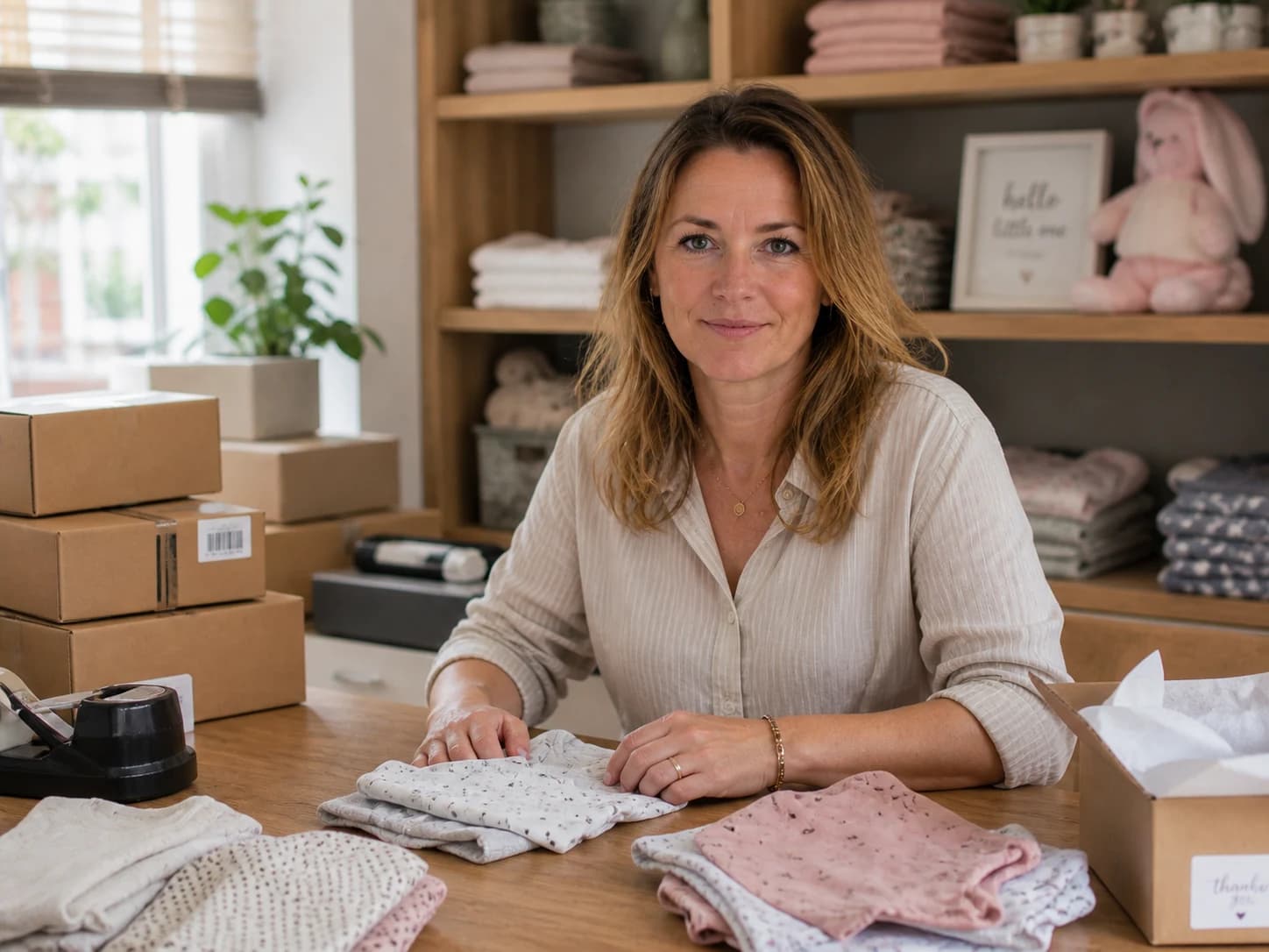 Marieke, eigenaar webshop babykleding, bekijkt haar bezoekersdata via ChatMetAds